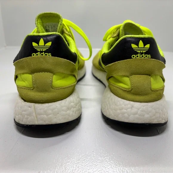 Adidas Iniki Runner Boost Neon Yellow Olive Black Sneakers Men’s 9.5 BB2094 - Picture 7 of 12